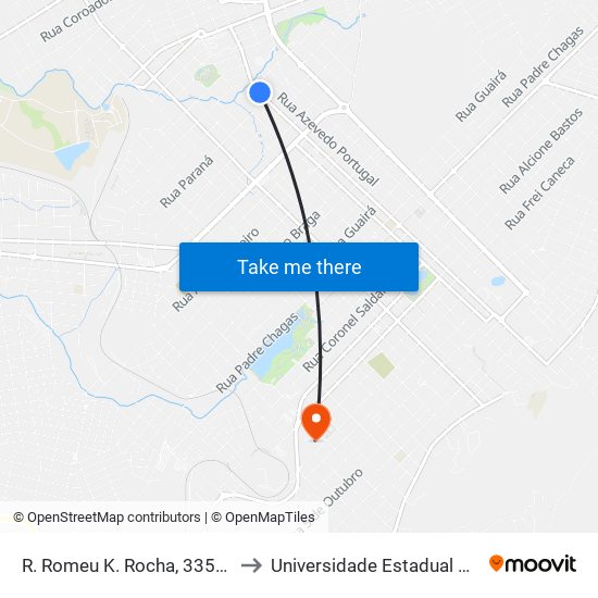 R. Romeu K. Rocha, 3355 (Glass Center) to Universidade Estadual Do Centro-Oeste map