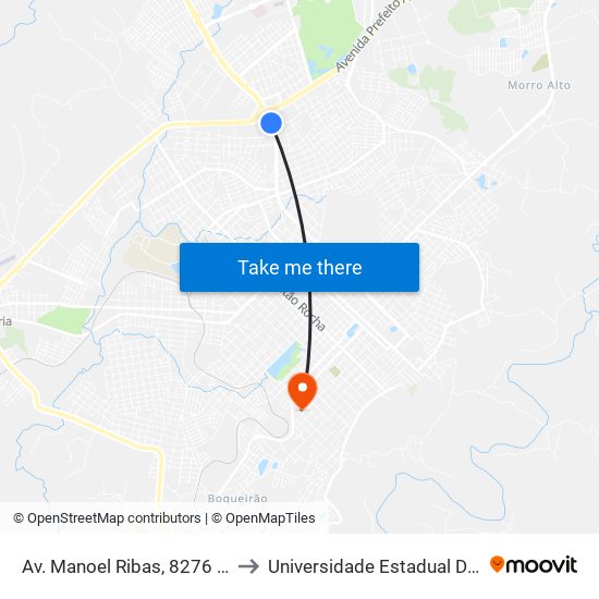 Av. Manoel Ribas, 8276 (Max Atacado) to Universidade Estadual Do Centro-Oeste map