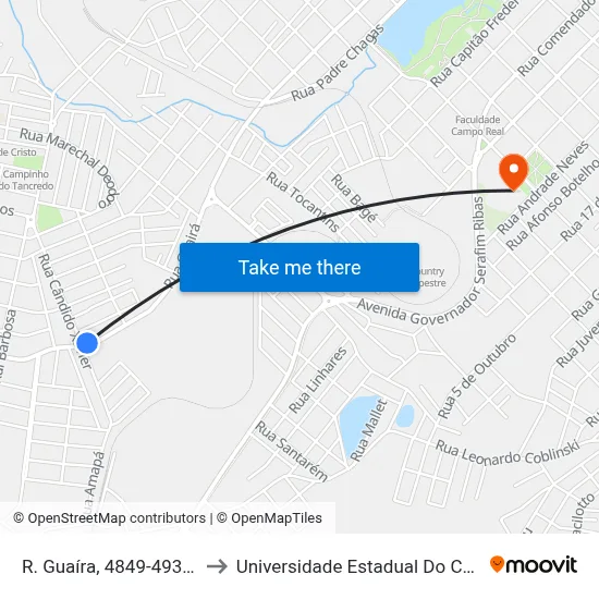R. Guaíra, 4849-4931 (Aabb) to Universidade Estadual Do Centro-Oeste map