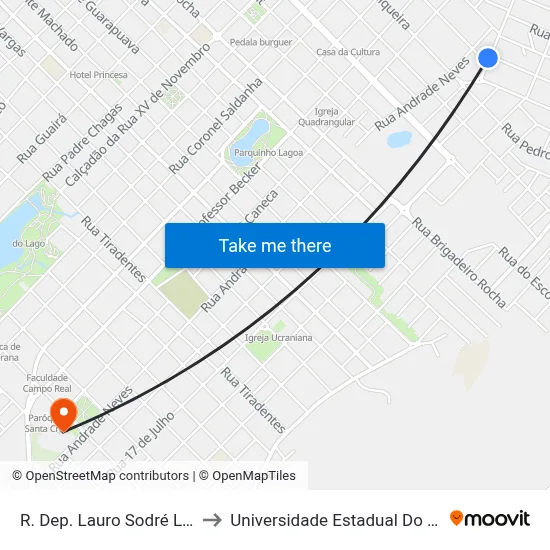 R. Dep. Lauro Sodré Lopes, 1259 to Universidade Estadual Do Centro-Oeste map