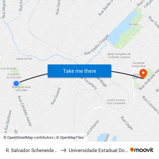 R. Salvador Scheneider (Viga Forte) to Universidade Estadual Do Centro-Oeste map