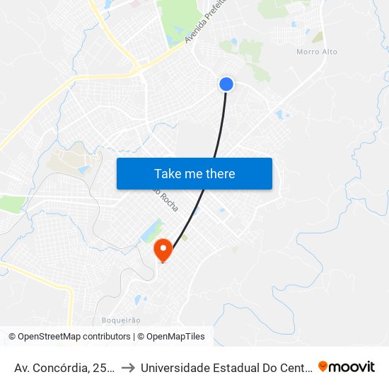 Av. Concórdia, 256-272 to Universidade Estadual Do Centro-Oeste map