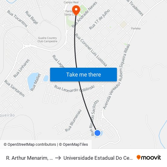 R. Arthur Menarim, 73-135 to Universidade Estadual Do Centro-Oeste map