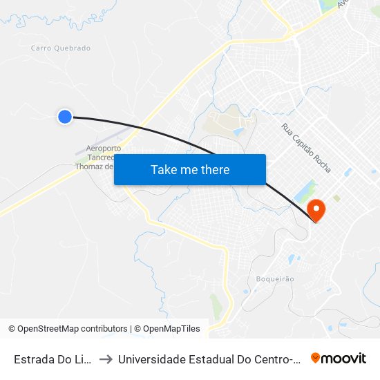 Estrada Do Lixão to Universidade Estadual Do Centro-Oeste map