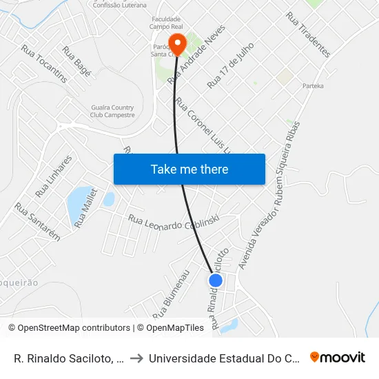 R. Rinaldo Saciloto, 290-408 to Universidade Estadual Do Centro-Oeste map