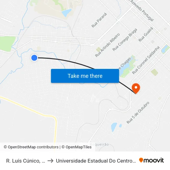 R. Luís Cúnico, 748 to Universidade Estadual Do Centro-Oeste map