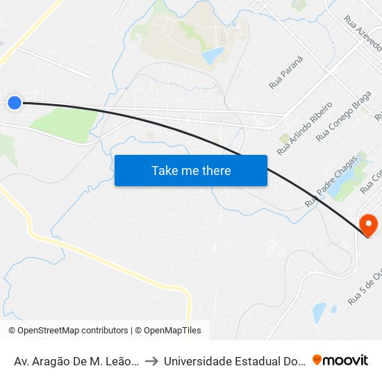 Av. Aragão De M. Leão, 3291-3385 to Universidade Estadual Do Centro-Oeste map