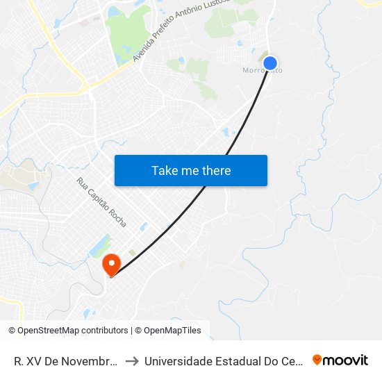 R. XV De Novembro, 2136 to Universidade Estadual Do Centro-Oeste map