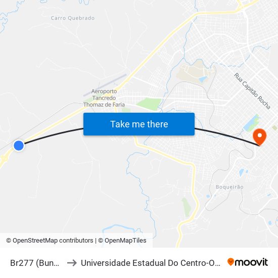 Br277 (Bunge) to Universidade Estadual Do Centro-Oeste map
