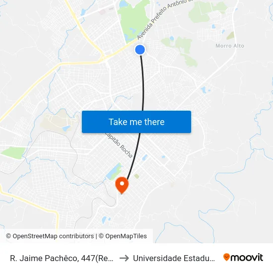 R. Jaime Pachêco, 447(Residencial Conradinho) to Universidade Estadual Do Centro-Oeste map