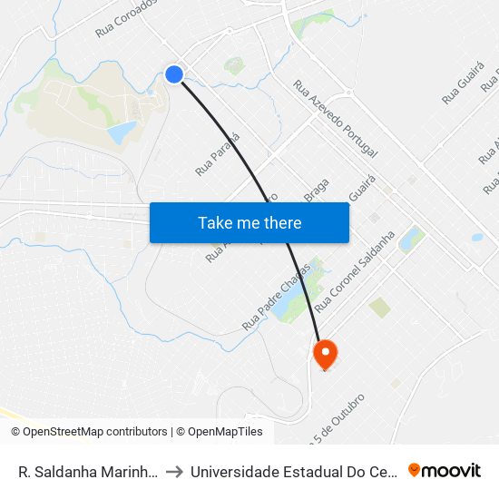 R. Saldanha Marinho, 3745 to Universidade Estadual Do Centro-Oeste map