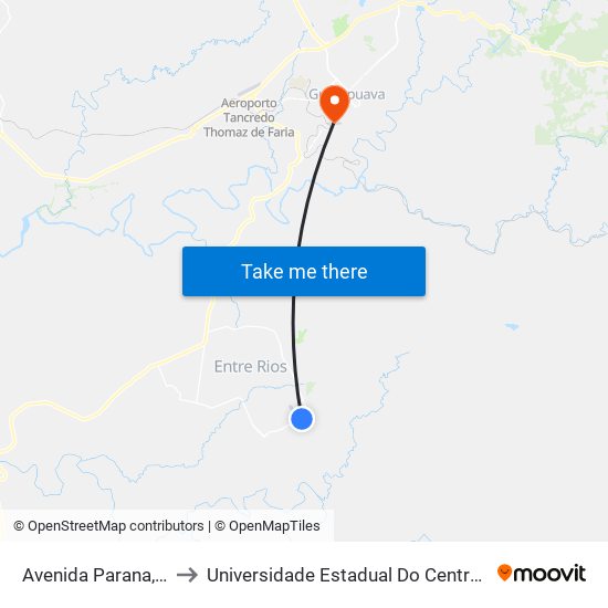 Avenida Parana, 720 to Universidade Estadual Do Centro-Oeste map