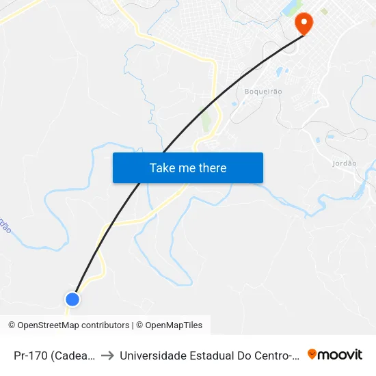 Pr-170 (Cadeado) to Universidade Estadual Do Centro-Oeste map