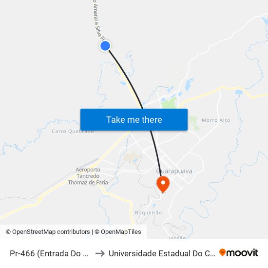 Pr-466 (Entrada Do Sepultura) to Universidade Estadual Do Centro-Oeste map