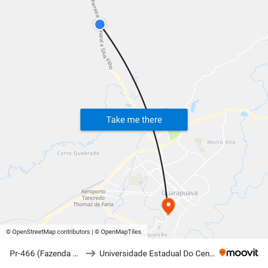 Pr-466 (Fazenda Atalaia) to Universidade Estadual Do Centro-Oeste map