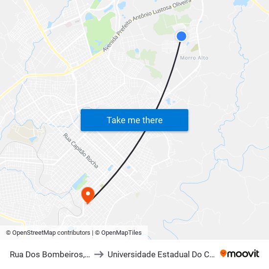 Rua Dos Bombeiros, 184-238 to Universidade Estadual Do Centro-Oeste map