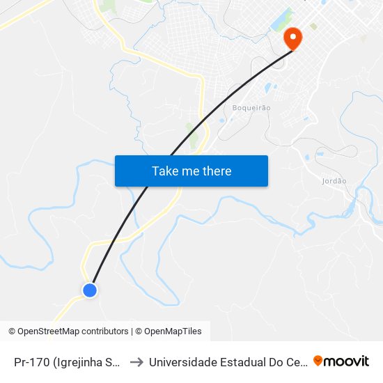 Pr-170 (Igrejinha São José) to Universidade Estadual Do Centro-Oeste map