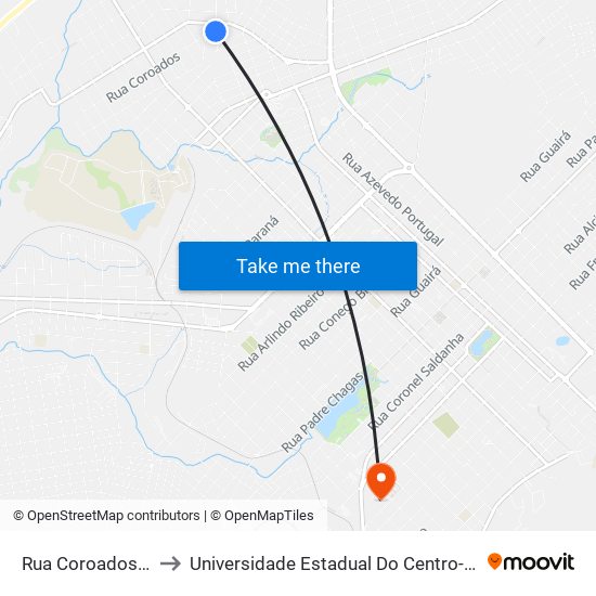 Rua Coroados, 17 to Universidade Estadual Do Centro-Oeste map