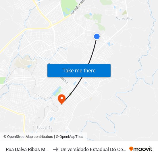 Rua Dalva Ribas Müler, 204 to Universidade Estadual Do Centro-Oeste map