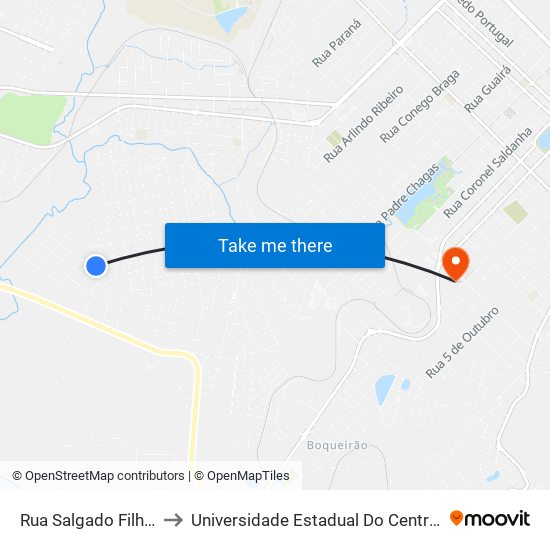 Rua Salgado Filho, 35 to Universidade Estadual Do Centro-Oeste map