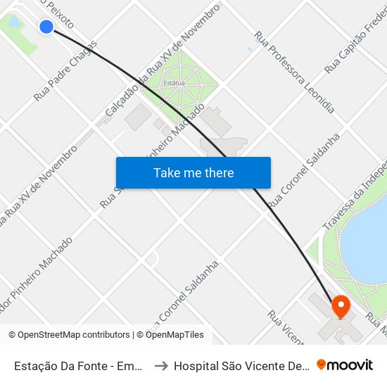 Estação Da Fonte - Embarque to Hospital São Vicente De Paula map