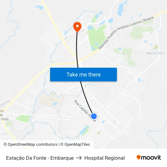 Estação Da Fonte - Embarque to Hospital Regional map