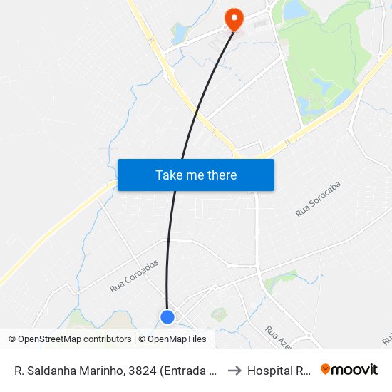 R. Saldanha Marinho, 3824 (Entrada Campus Cedeteg) to Hospital Regional map