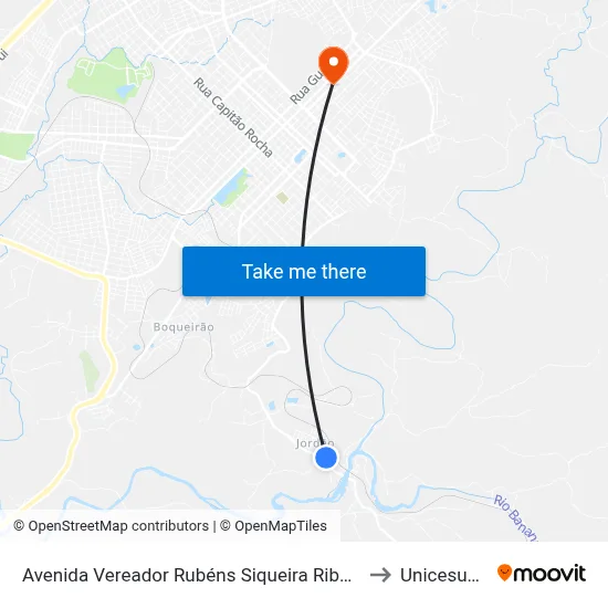 Avenida Vereador Rubéns Siqueira Ribas 7101 to Unicesumar map