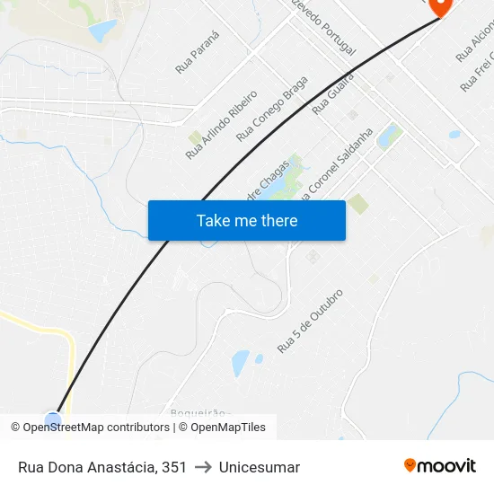 Rua Dona Anastácia, 351 to Unicesumar map