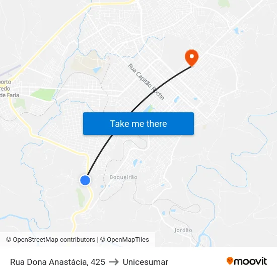 Rua Dona Anastácia, 425 to Unicesumar map