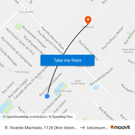 R. Vicente Machado, 1126 (Knn Idiomas) to Unicesumar map