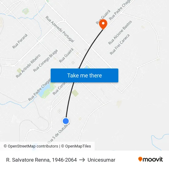 R. Salvatore Renna, 1946-2064 to Unicesumar map