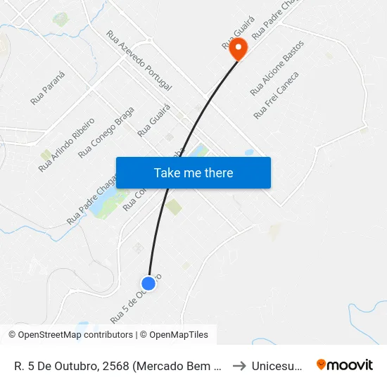 R. 5 De Outubro, 2568 (Mercado Bem Bom) to Unicesumar map