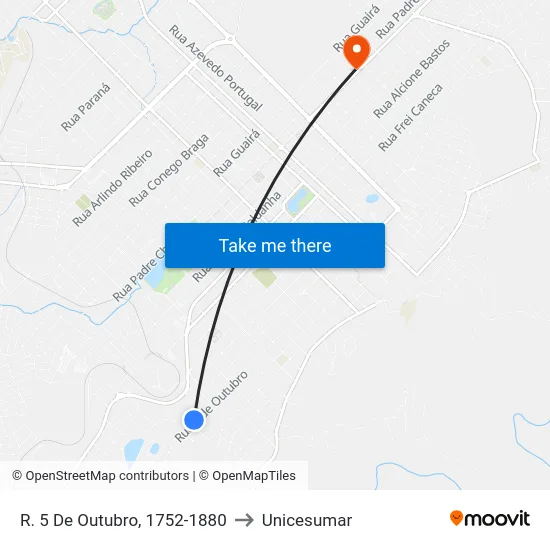 R. 5 De Outubro, 1752-1880 to Unicesumar map