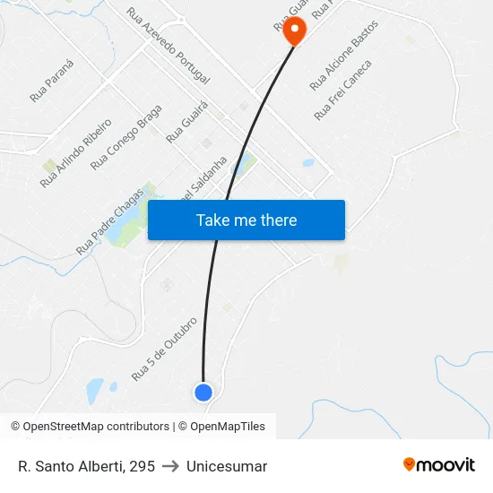 R. Santo Alberti, 295 to Unicesumar map