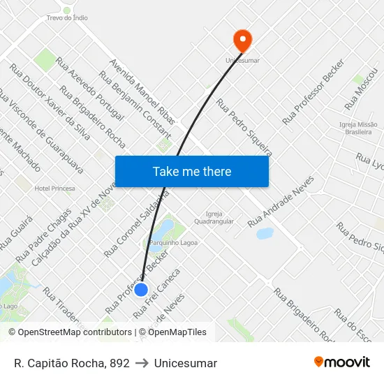 R. Capitão Rocha, 892 to Unicesumar map