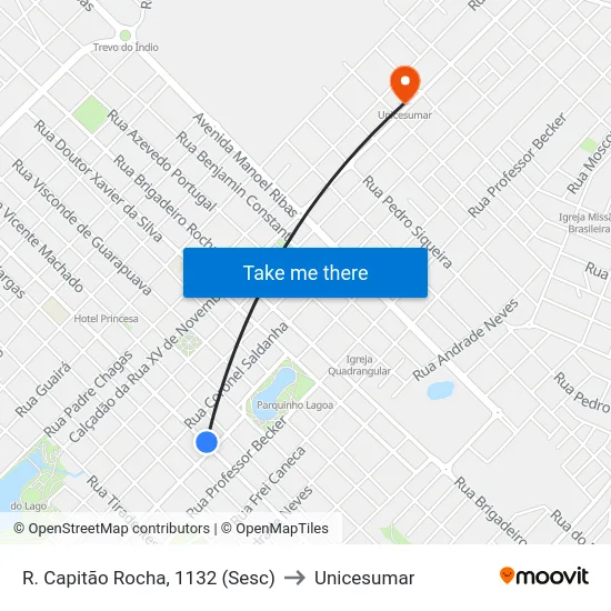 R. Capitão Rocha, 1132 (Sesc) to Unicesumar map