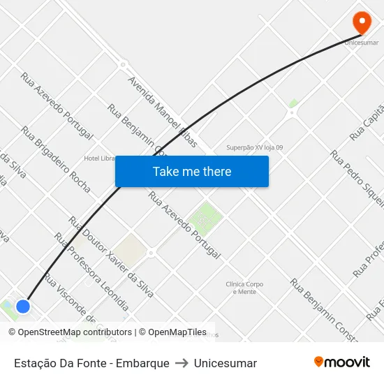 Estação Da Fonte - Embarque to Unicesumar map