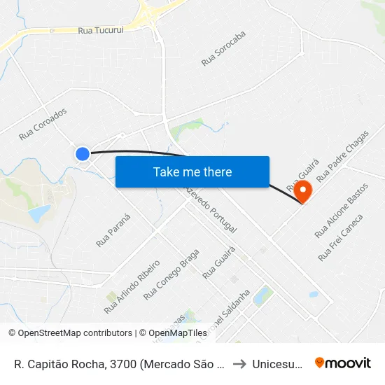 R. Capitão Rocha, 3700 (Mercado São Paulo) to Unicesumar map