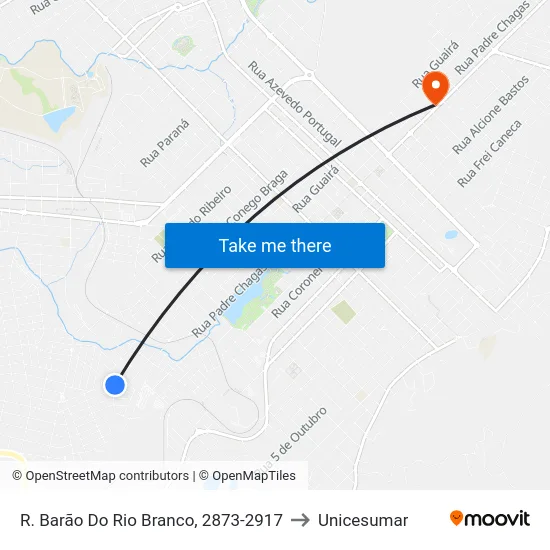 R. Barão Do Rio Branco, 2873-2917 to Unicesumar map