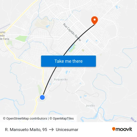 R. Mansueto Maito, 95 to Unicesumar map