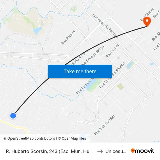 R. Huberto Scorsin, 243 (Esc. Mun. Hugo Rios) to Unicesumar map