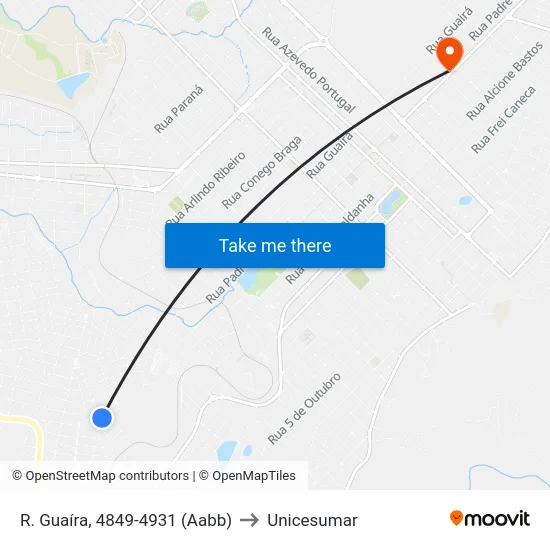 R. Guaíra, 4849-4931 (Aabb) to Unicesumar map