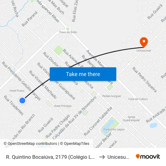 R. Quintino Bocaiúva, 2179 (Colégio Lobo) to Unicesumar map