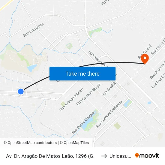 Av. Dr. Aragão De Matos Leão, 1296 (Guara Box) to Unicesumar map