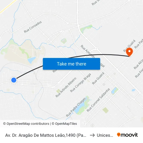 Av. Dr. Aragão De Mattos Leão,1490 (Panific. Prestígio) to Unicesumar map