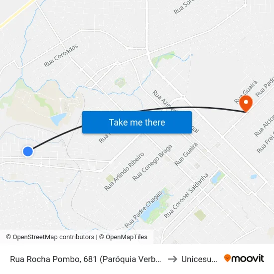 Rua Rocha Pombo, 681 (Paróquia Verbo Divíno) to Unicesumar map