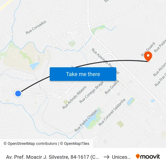 Av. Pref. Moacir J. Silvestre, 84-1617 (Cmei Vila Bela) to Unicesumar map