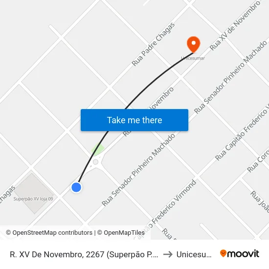 R. XV De Novembro, 2267 (Superpão P. Extra) to Unicesumar map