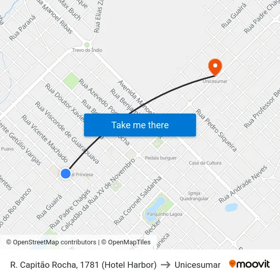 R. Capitão Rocha, 1781 (Hotel Harbor) to Unicesumar map